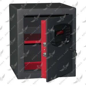 כספת דיגיטלית ממונעת EM-450-QM חיתוך לייזר 54 ק״ג עם דלת חצי פתוחה