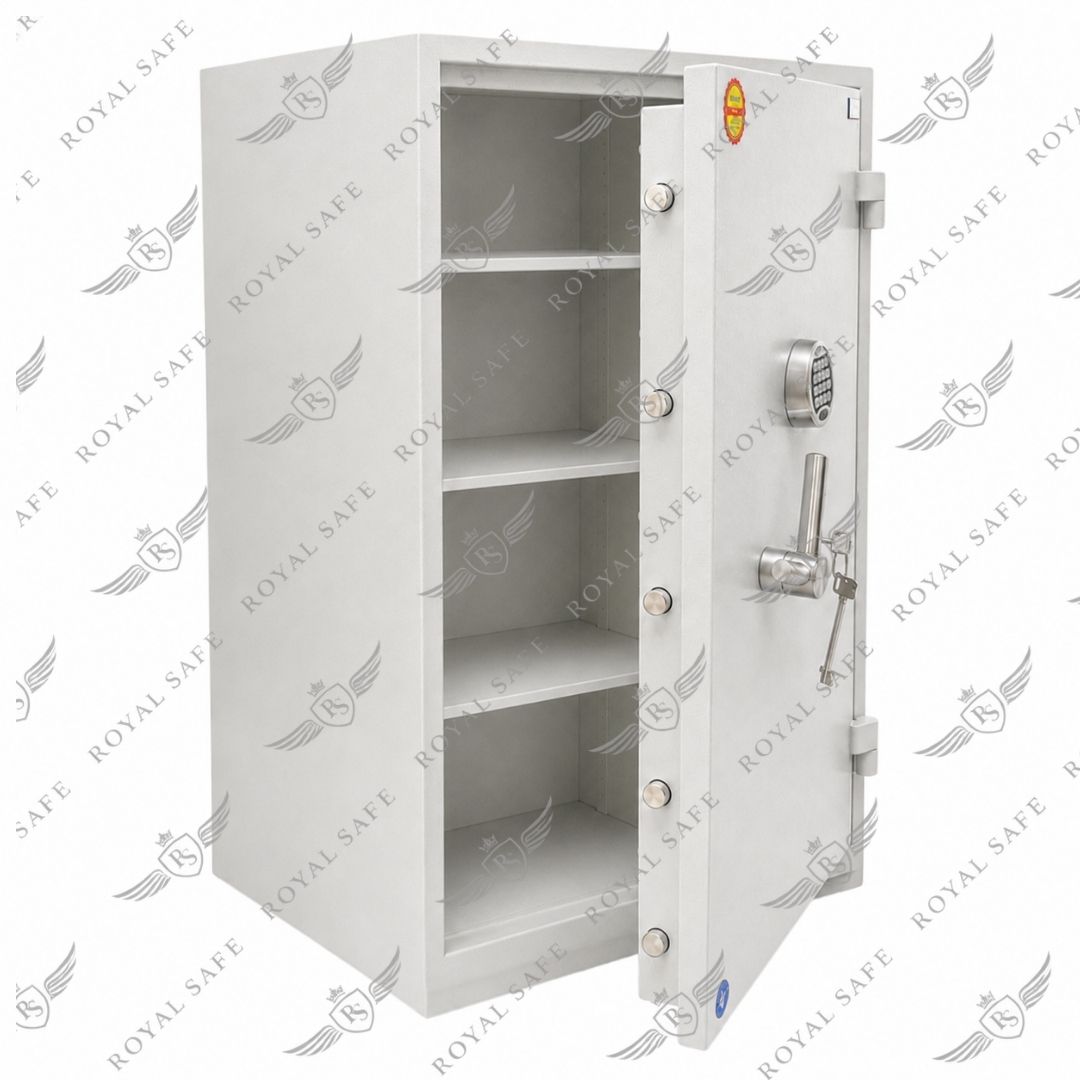כספת שתי נעילות תקן EN 1143-1 Grade I (345 ק"ג) דגם ELKLG-10 3 כספת ELKLG-10 עם שתי נעילות תקן EN 1143-1 Grade I עם דלת חצי פתוחה – מבט פנימי